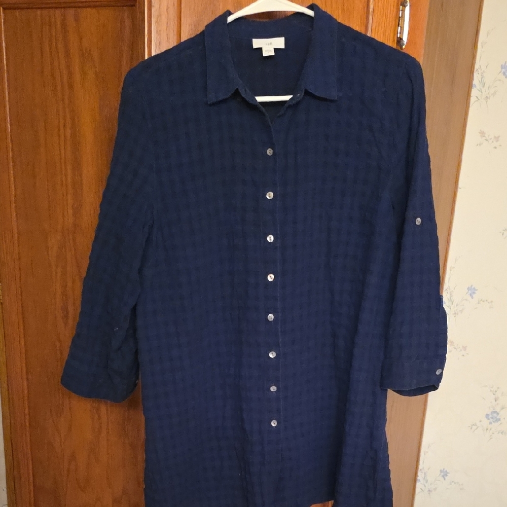 J. Jill Deep Blue Casual Button Down Shirt